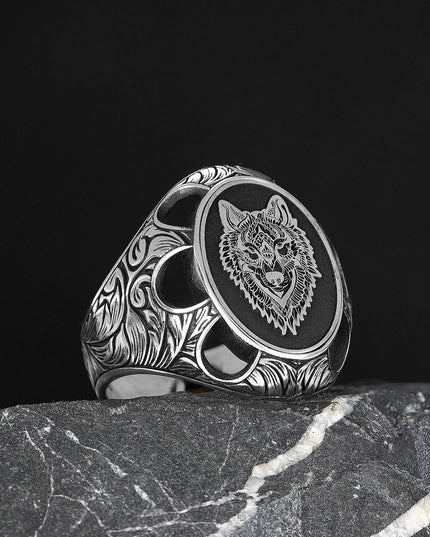 925 Silber Wolf Herrenring