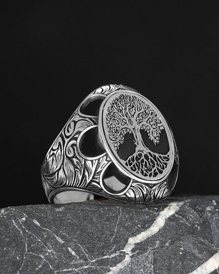 925 Silber Lebensbaum Herrenring