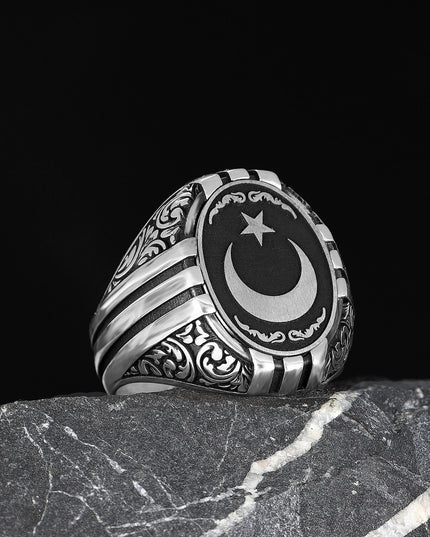 925 Silber Ay Yildiz Herrenring