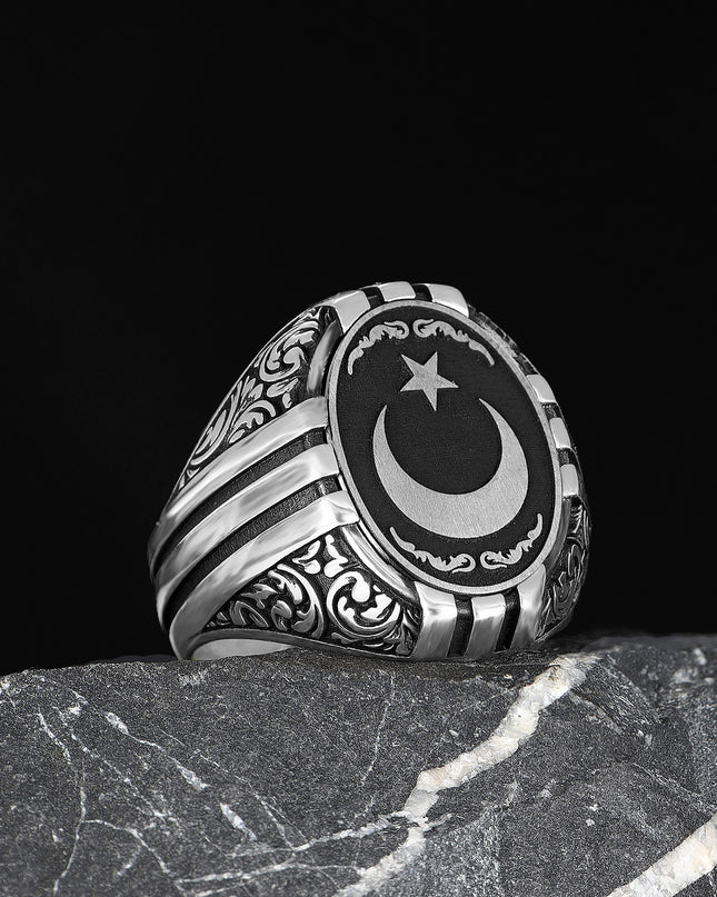925 Silber Ay Yildiz Herrenring