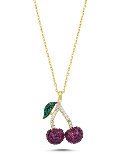 Premium Gold Plated Kirsche CZ Halskette mit Zirkon