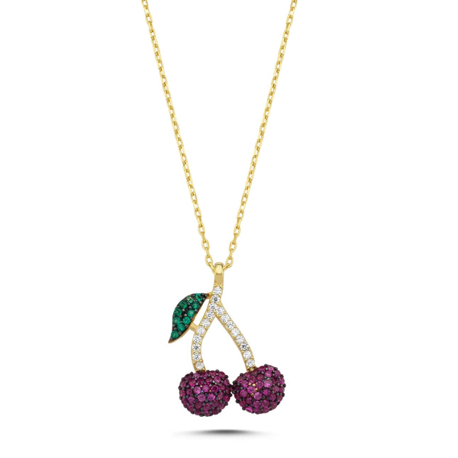 Premium Gold Plated Kirsche CZ Halskette mit Zirkon