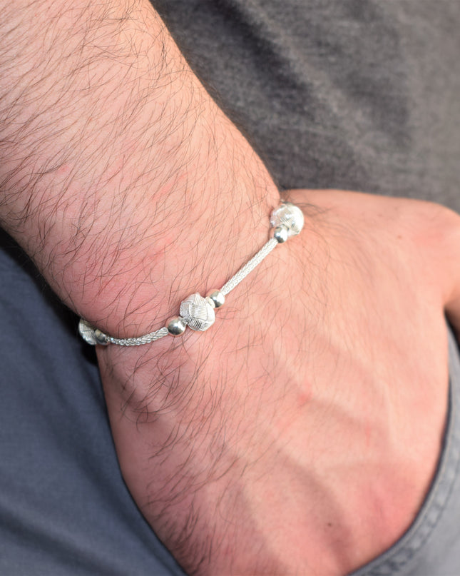Perlen Unisex  Geflochtenes Armband 925er Silber Weiß