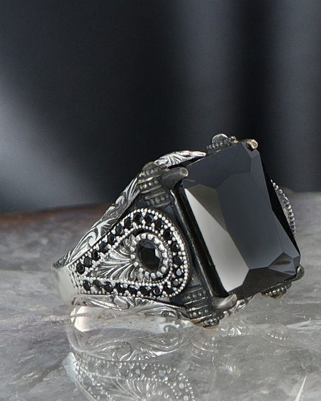 Herren Ring 925 Silber Zirkon
