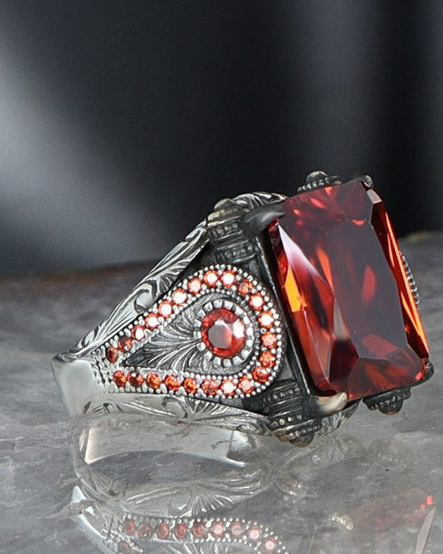 Herren Ring 925 Silber Zirkon