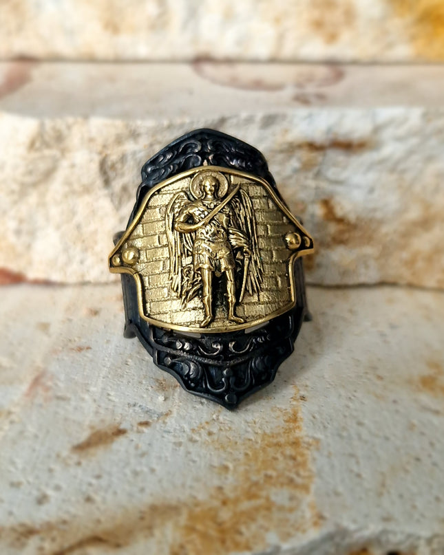 St. Michael Siegelring Free Size 925 Silber