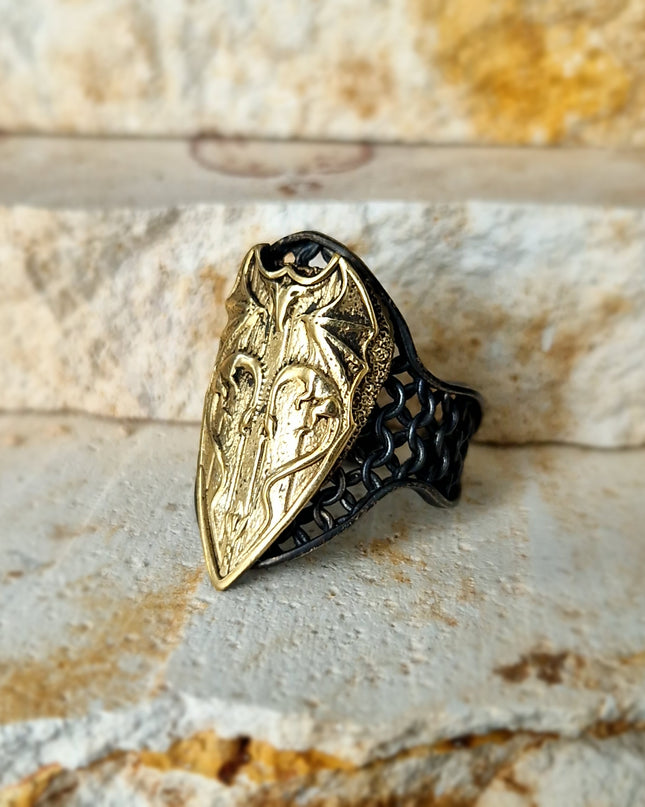 Drachen Siegelring Free Size 925 Silber