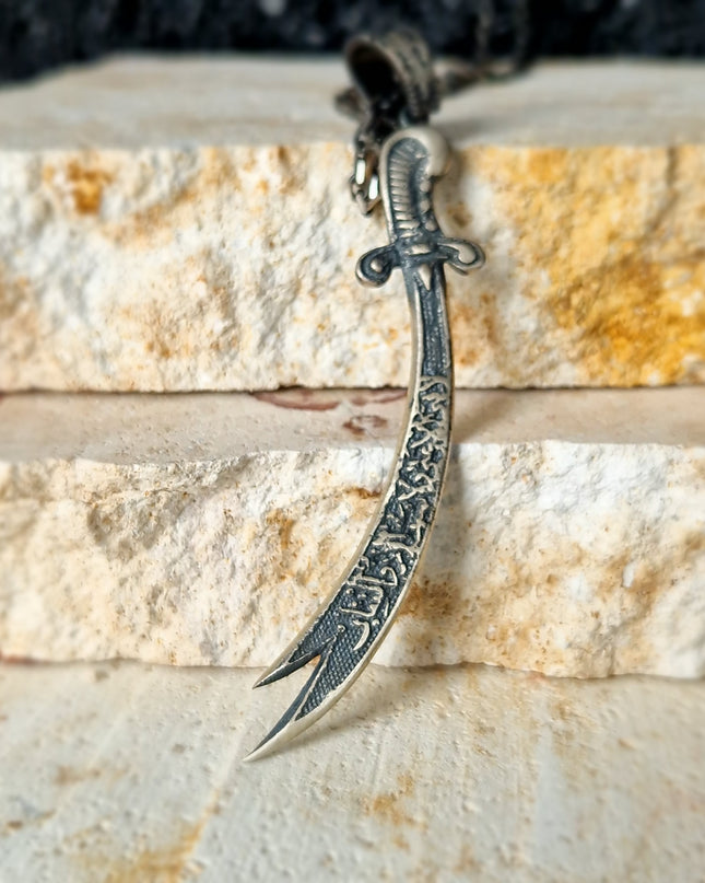 Zulfikar Zülfikar Schwert Halskette 925 Sterling Silber