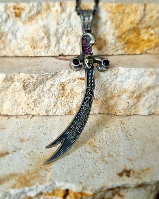 Zulfikar Zülfikar Schwert Halskette 925 Sterling Silber