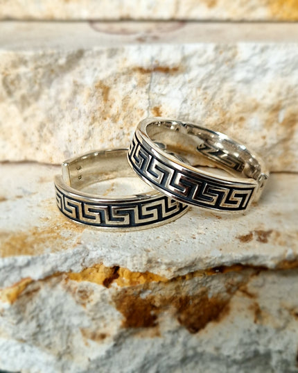 925 Silber Griechischer Schlüssel Bandring Free Size