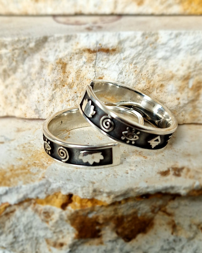 Auge Ring, altägyptischer Bandring Free Size 925 Silber