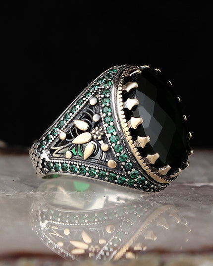 Herren Ring 925 Silber Zirkon