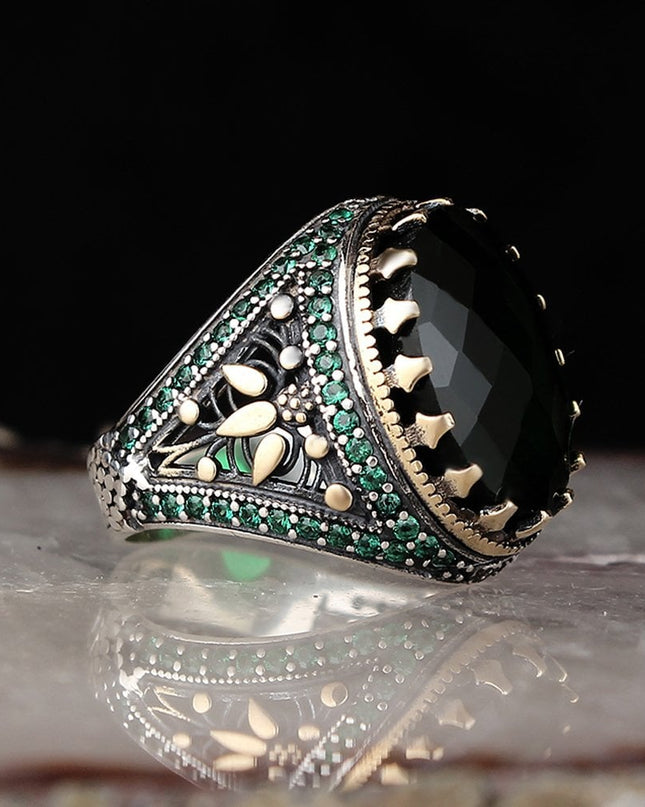 Herren Ring 925 Silber Zirkon