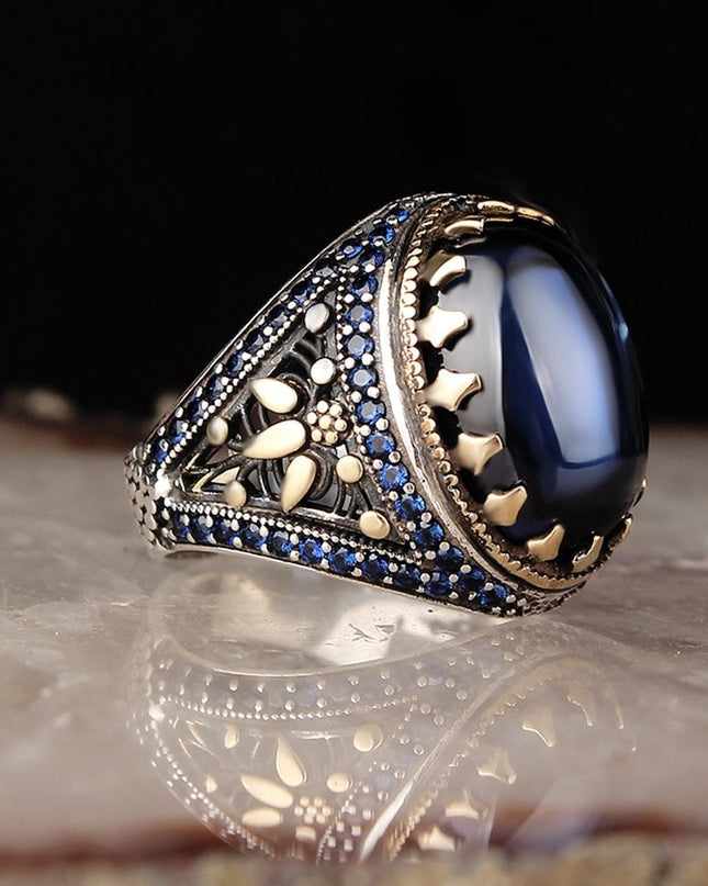 Herren Ring 925 Silber Zirkon