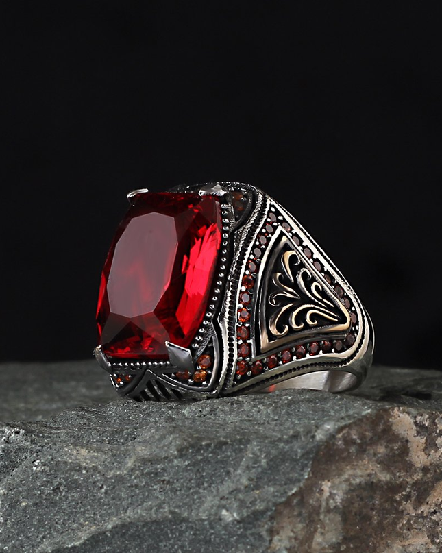 Herren Ring 925 Silber Zirkon
