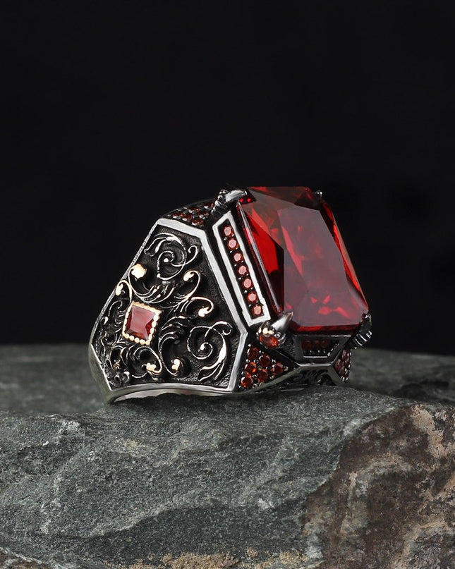 Herren Ring 925 Silber Zirkon