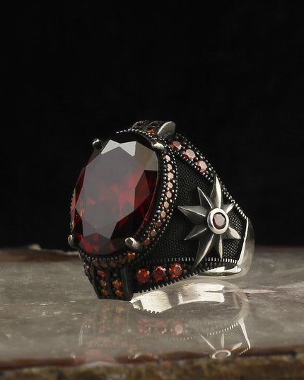 Herren Ring 925 Silber Zirkon