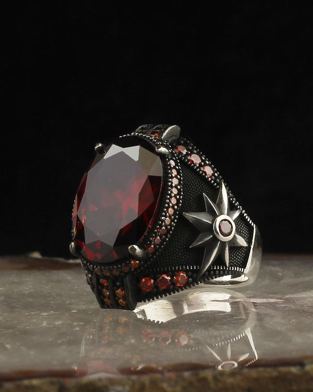 Herren Ring 925 Silber Zirkon