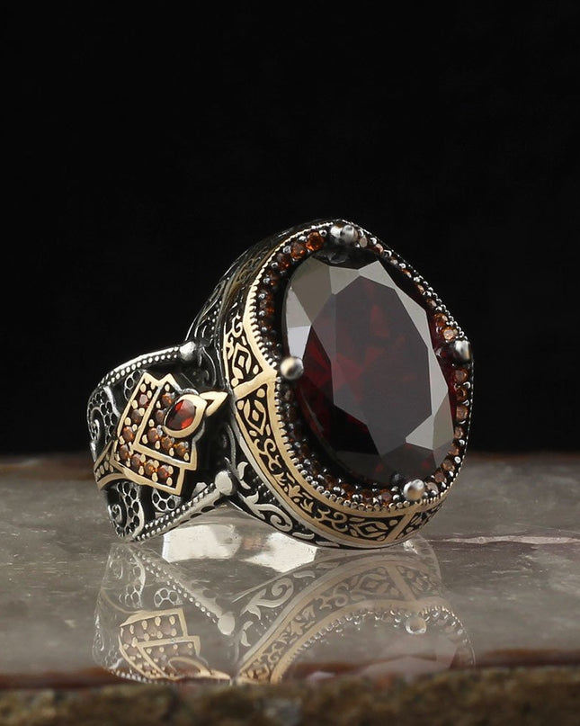 Herren Ring 925 Silber Zirkon