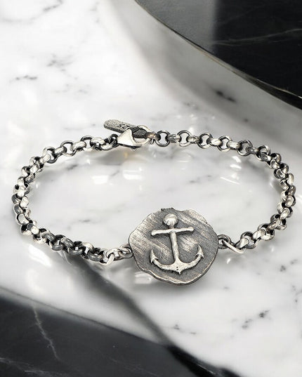 Herrenarmband aus 925er-Sterlingsilber, Modell Anker
