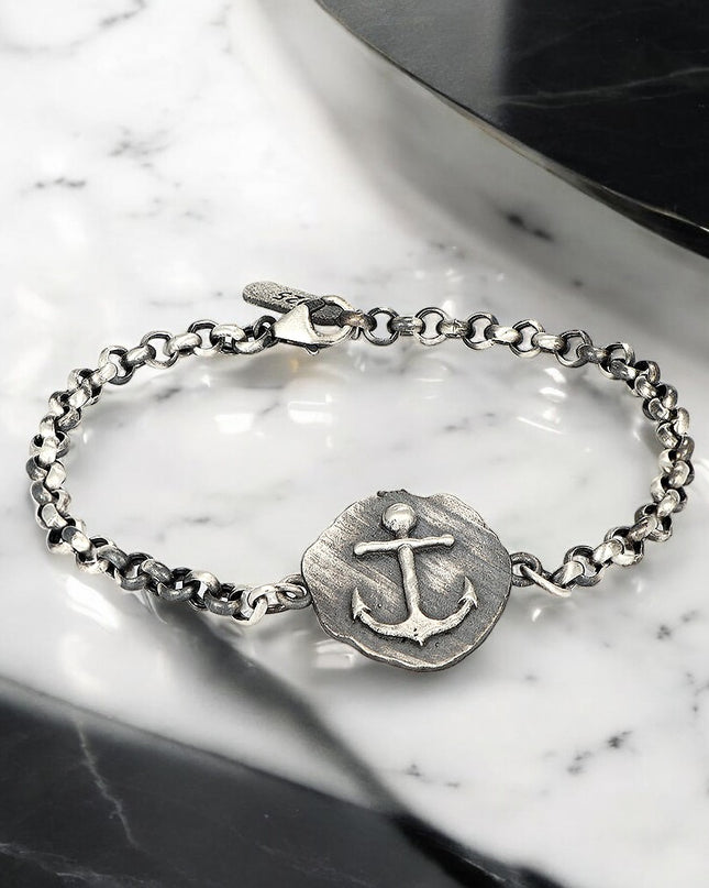 Herrenarmband aus 925er-Sterlingsilber, Modell Anker
