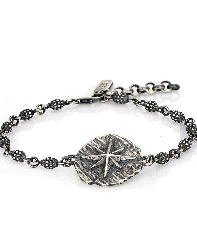 Kompass-Modell, Herrenarmband aus 925er-Sterlingsilber