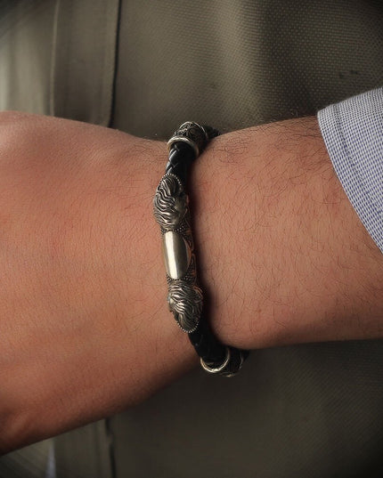 Leder Silber Armband