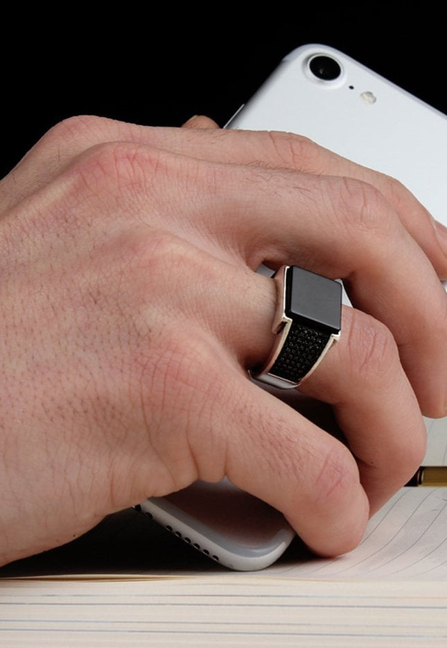 925 Silber Herrenring Onyx
