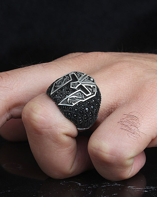 925 Silber Zirkon Krieger Helm  Ring