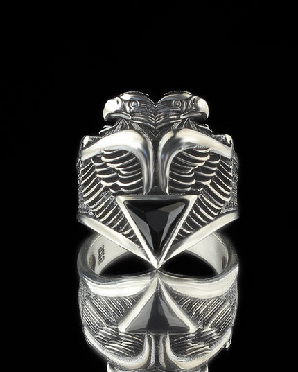 925 Silber Zirkon Doppelköpfiger Adler Herrenring