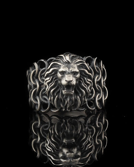 925 Silber Löwe Herrenring