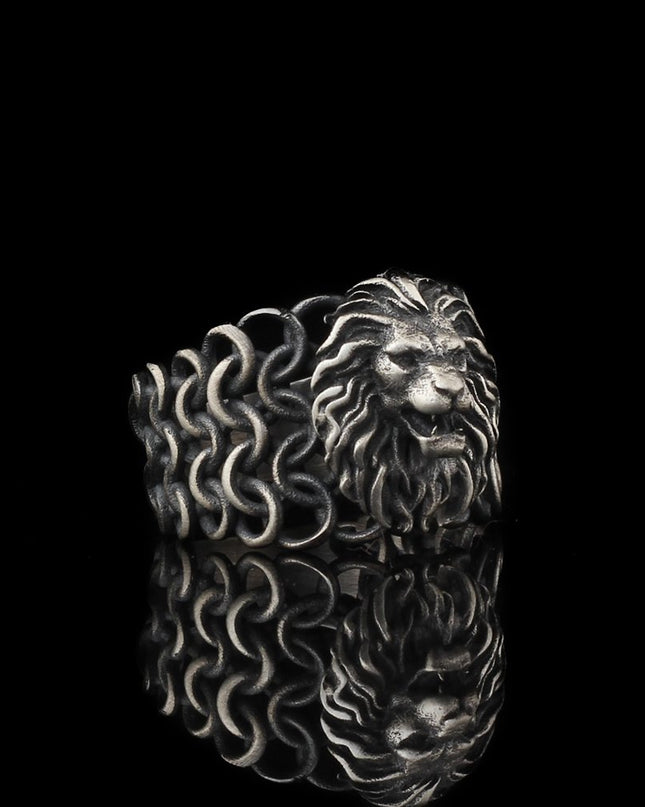 925 Silber Löwe Herrenring