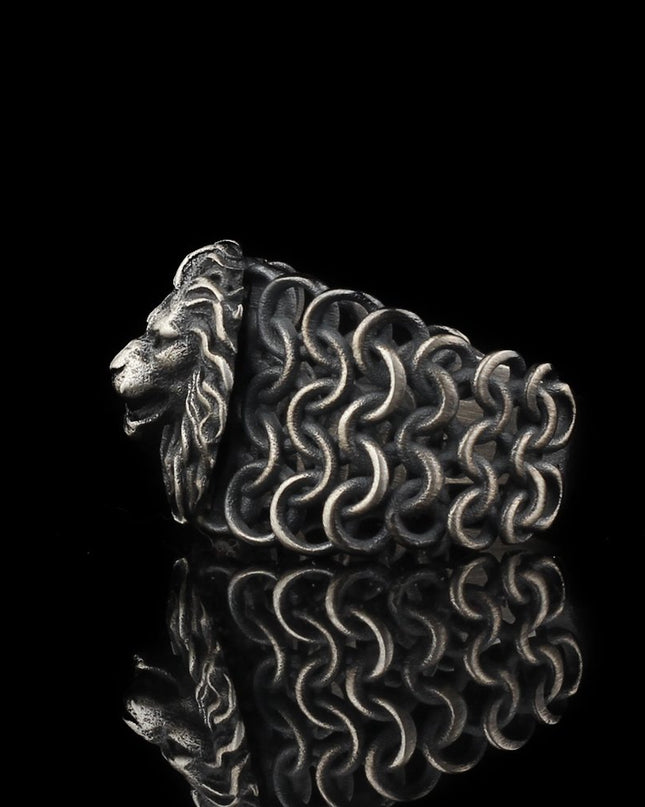 925 Silber Löwe Herrenring