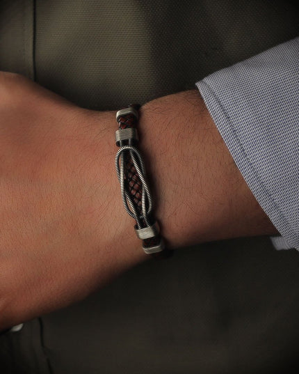 Leder Silber Armband
