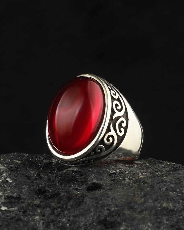 Herrenring aus 925er Sterlingsilber mit Tigeraugen-Stein