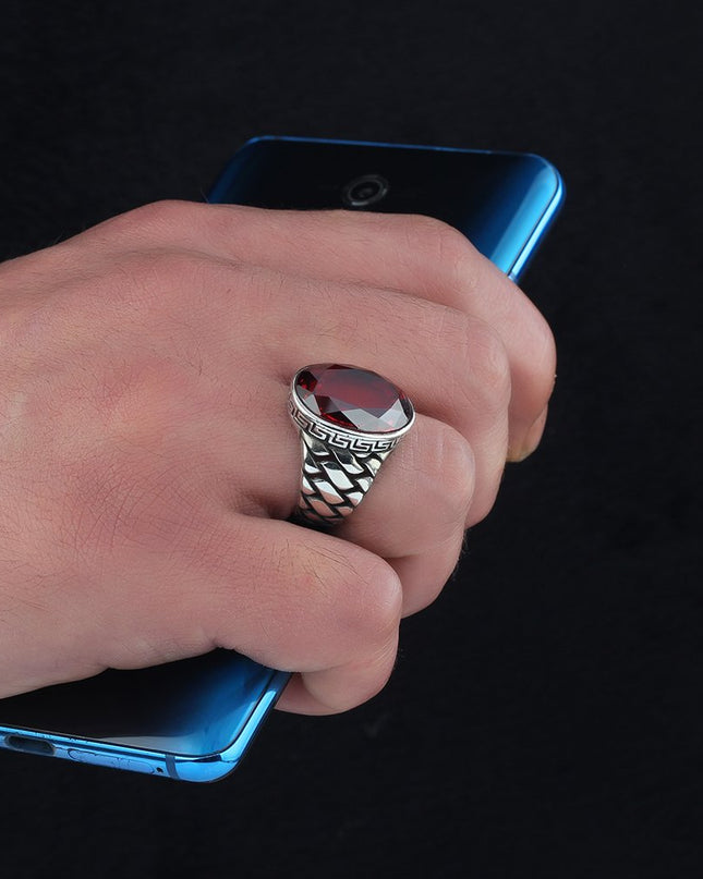 Herren Ring 925 Silber Zirkon