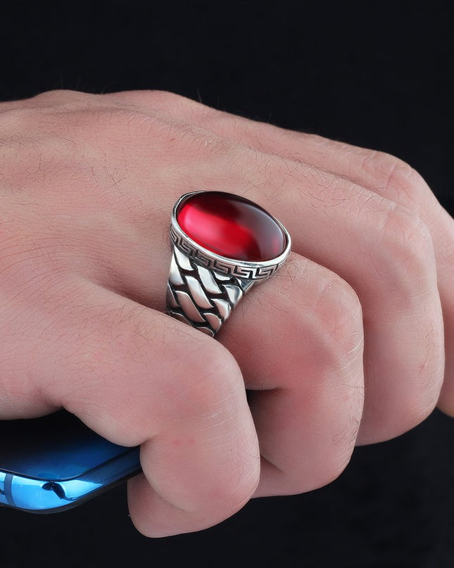 Herrenring aus 925er Sterlingsilber mit Tigeraugen-Stein