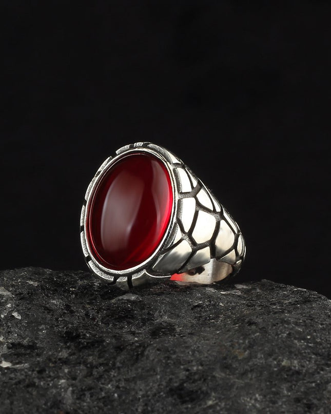 Herrenring aus 925er Sterlingsilber mit Tigeraugen-Stein