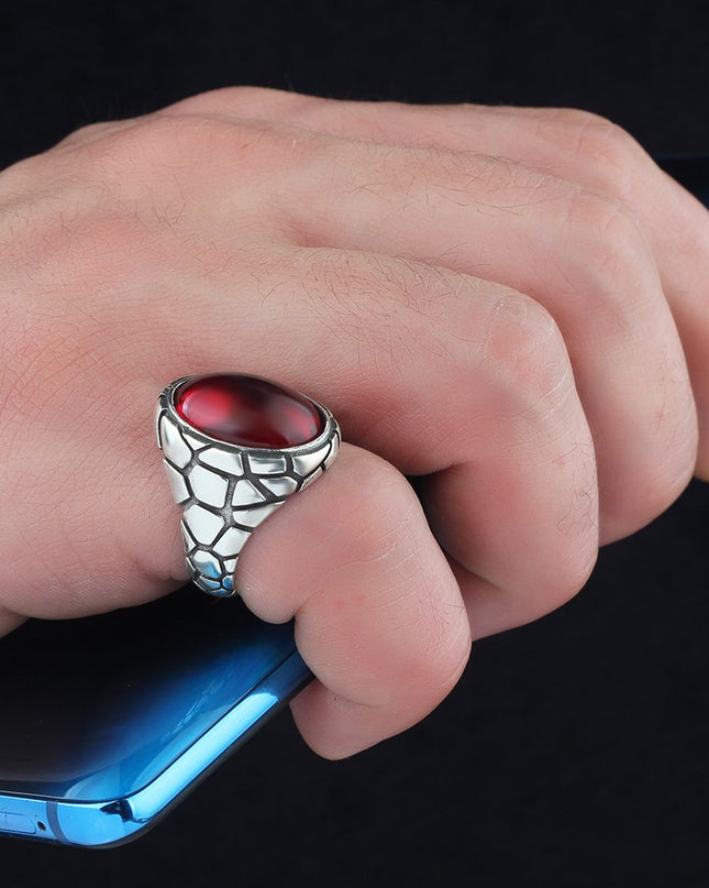 Herrenring aus 925er Sterlingsilber mit Tigeraugen-Stein