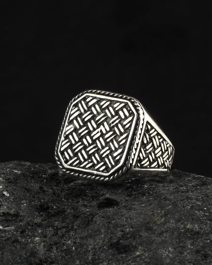 Geflochtener Herrenring 925 Silber