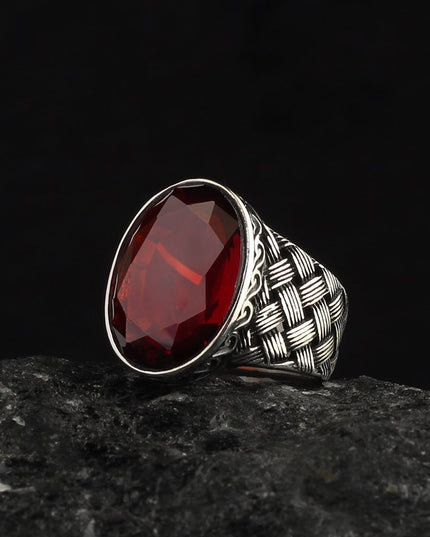 Herren Ring 925 Silber Zirkon
