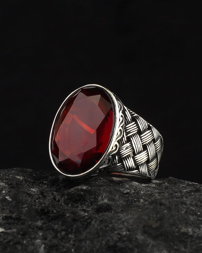 Herren Ring 925 Silber Zirkon