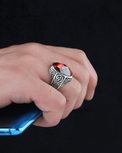 Herren Ring 925 Silber Zirkon