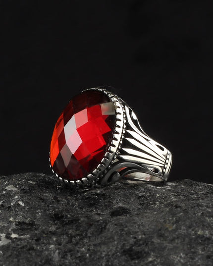Herren Ring 925 Silber Zirkon