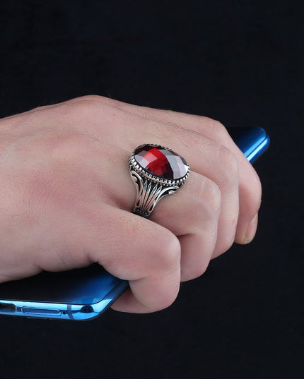 Herren Ring 925 Silber Zirkon