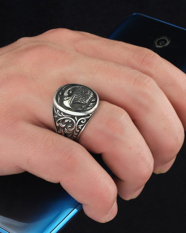 925 Silber Adler Herrenring