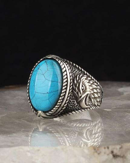 925 Silber Ring Türkis Adler