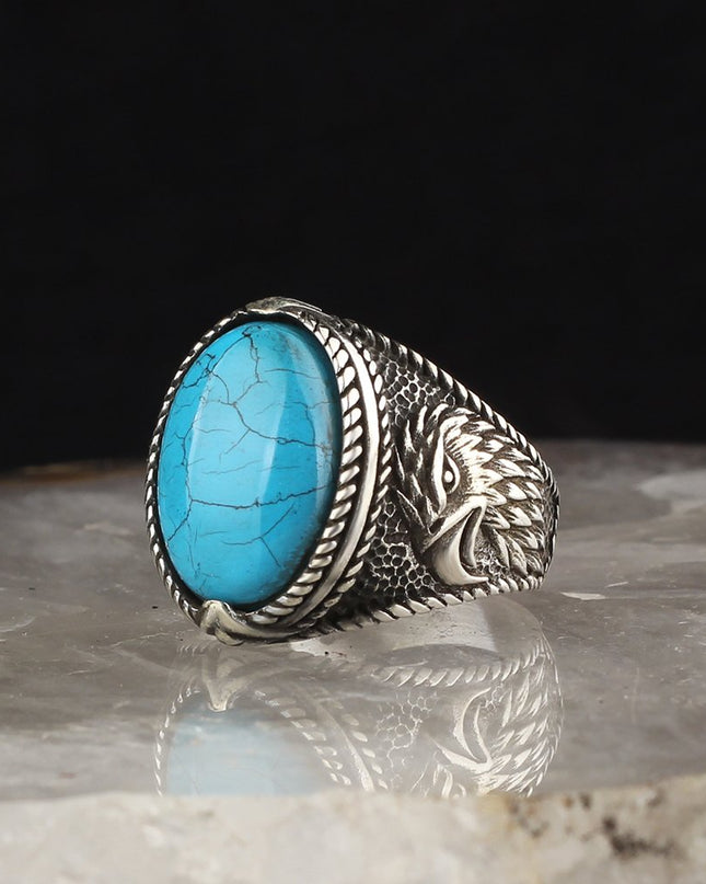 925 Silber Ring Türkis Adler
