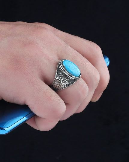 925 Silber Ring Türkis Adler