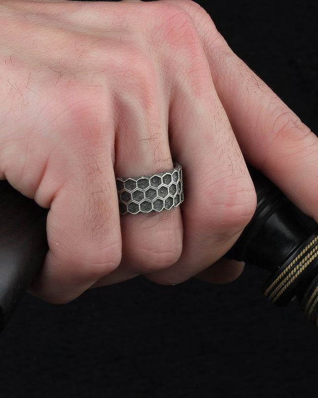 Wabenring  925 Silber